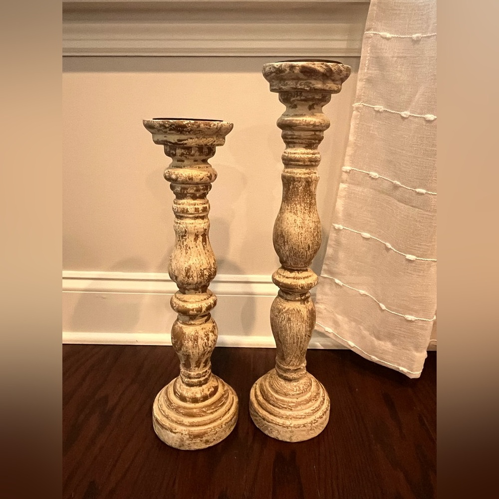 Rustic Tan Candle Holders